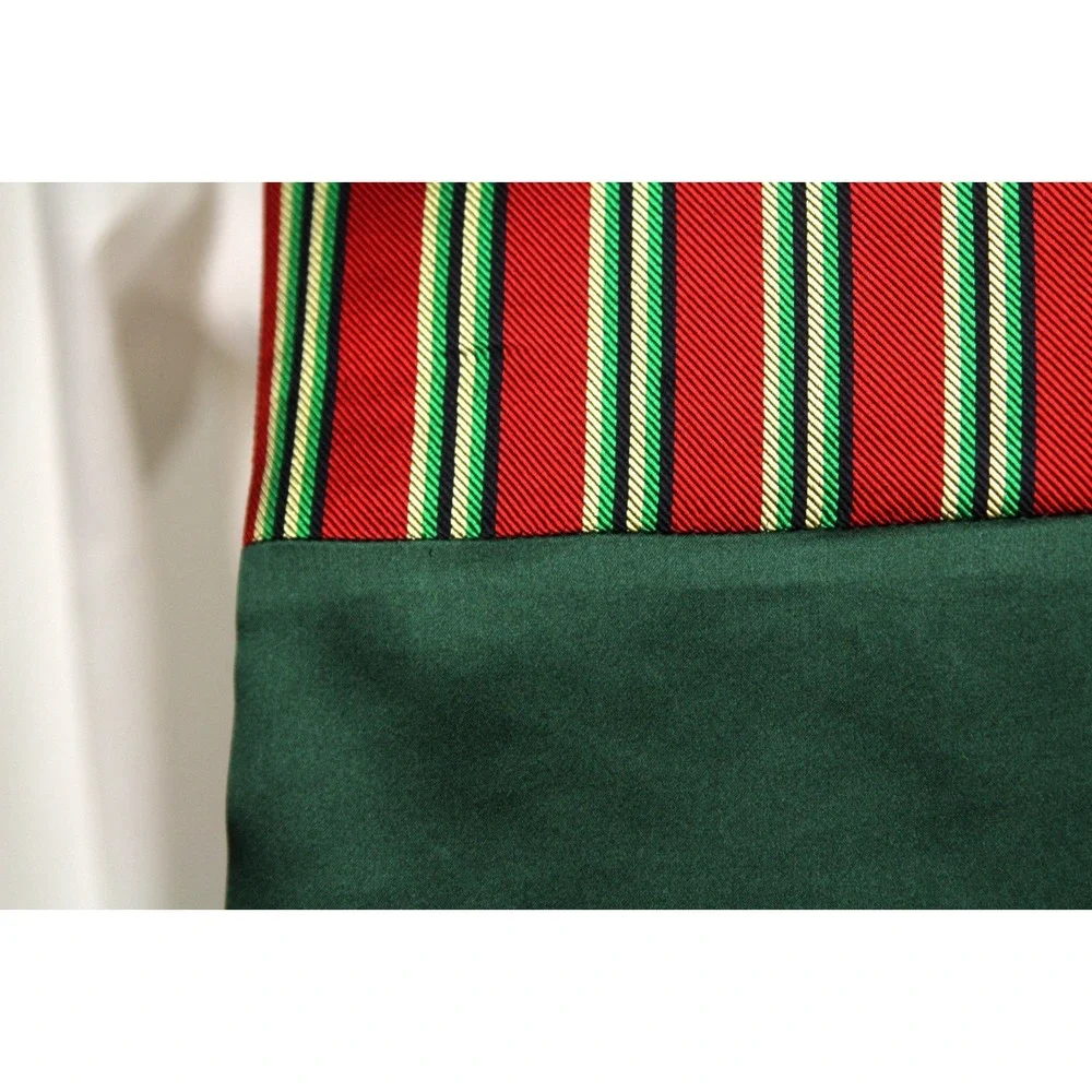 Camellucci Men's 100% Silk‎ Ascot Cravat LUXURY Striped Red Green Block